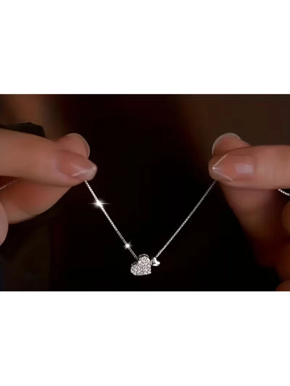 925 Sterling Silver Dainty Heart Necklace Minimalist CZ Pendant Gift for Her